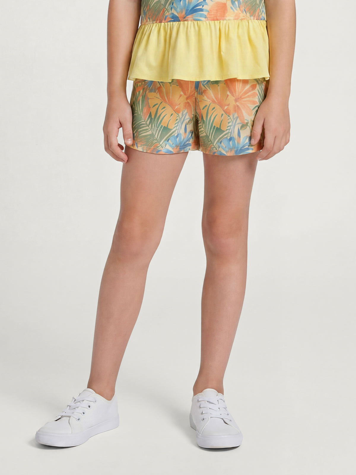 Sunny Escape Breezy Printed Peplum Cami & Shorts Set For Kids