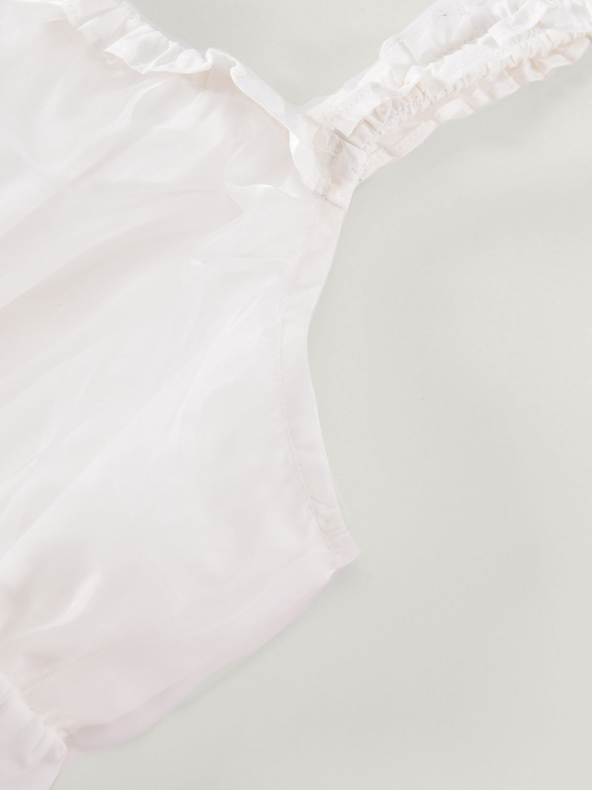 Ruffle Trim White Tulle Cami Dress | KINS CLASS