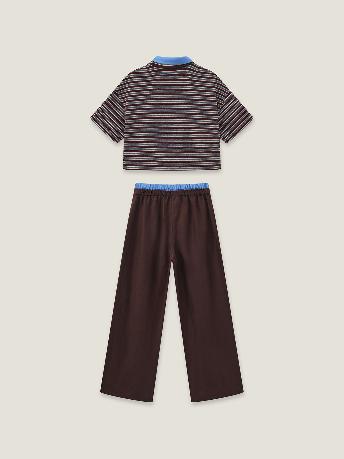 Kins Class Kids Striped Crop Polo Tee & Pants Set