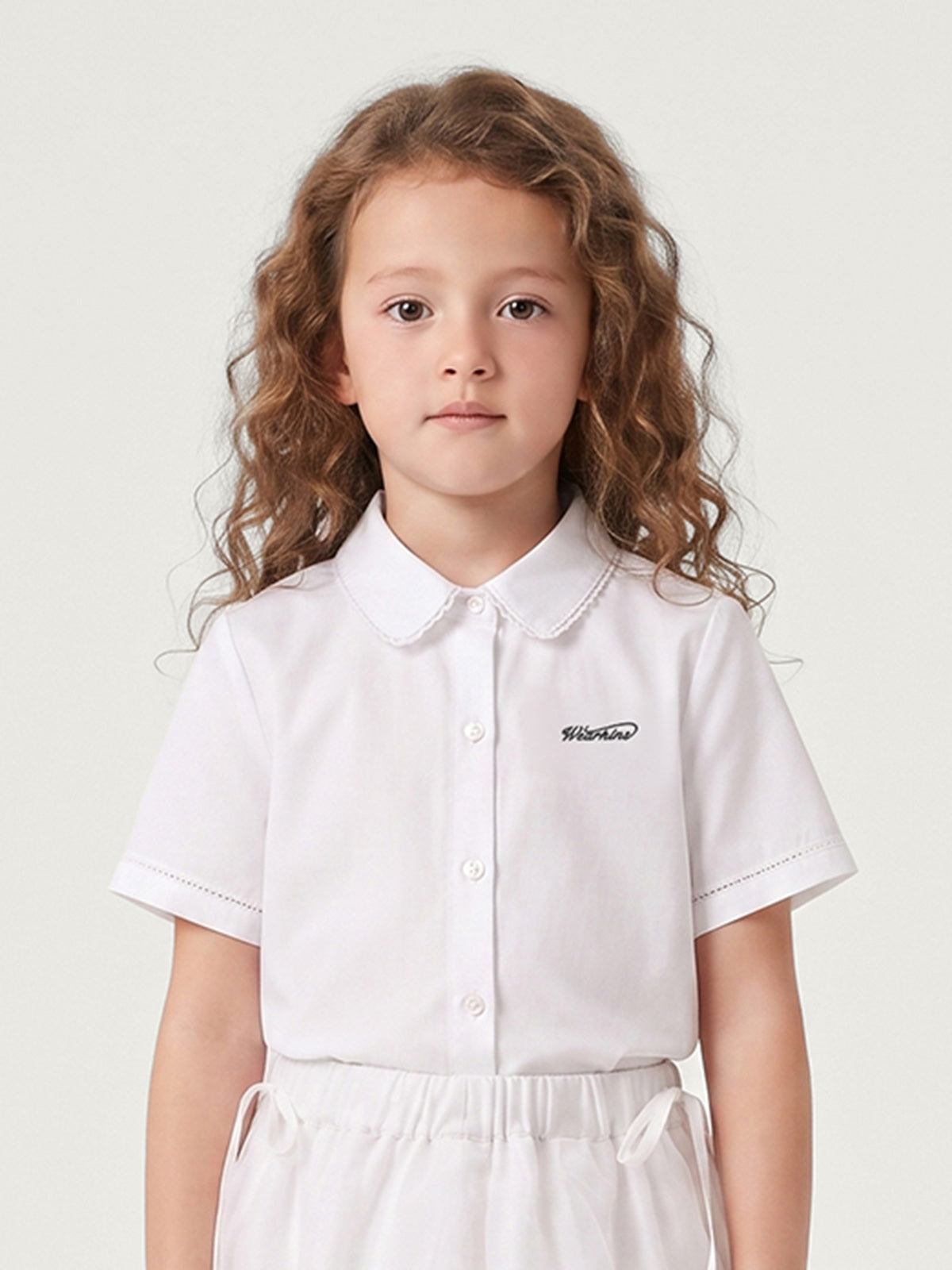 White Collared Shirt & Bubble Skirt Set | KINS CLASS