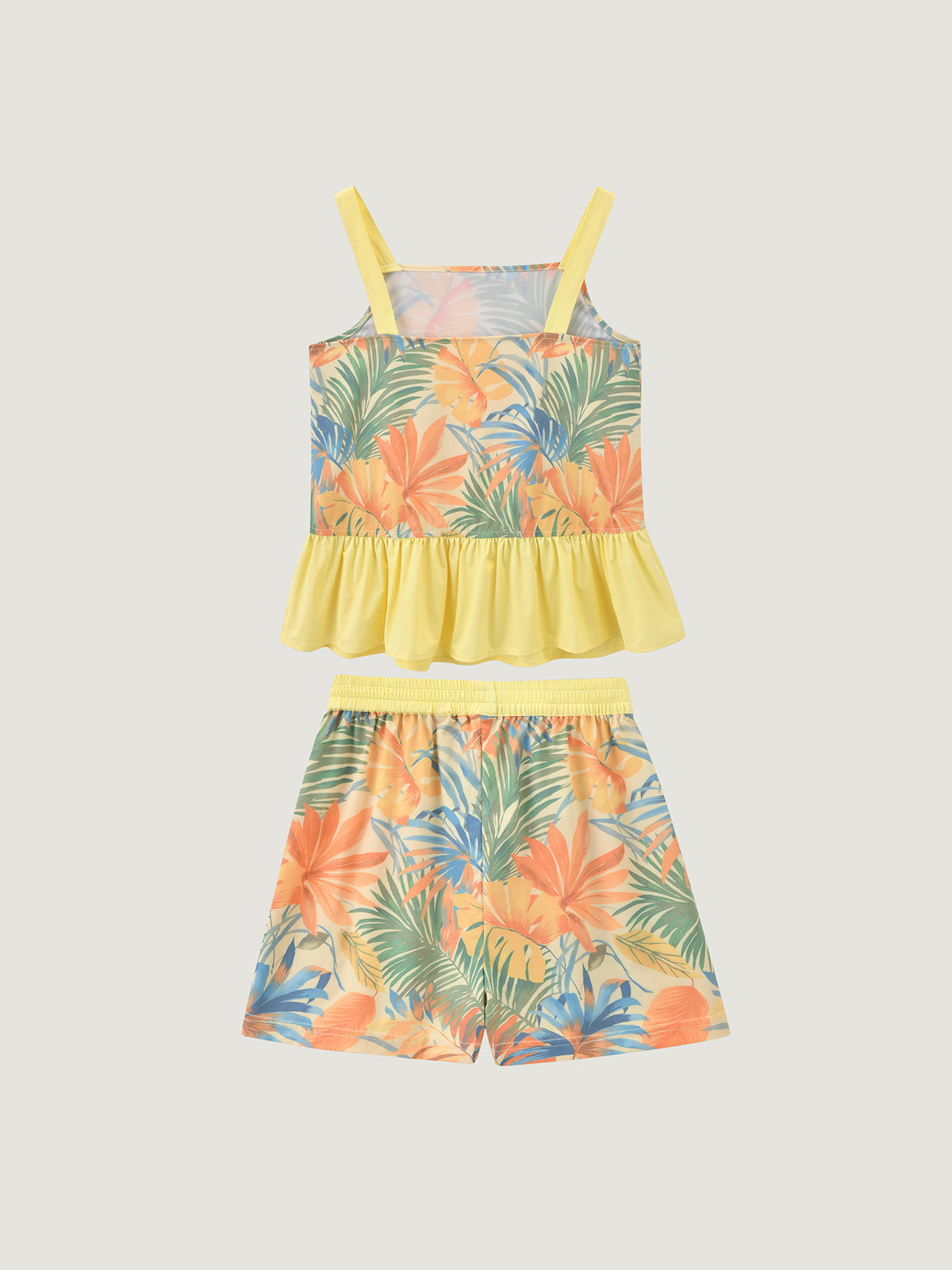 Sunny Escape Breezy Printed Peplum Cami & Shorts Set For Kids