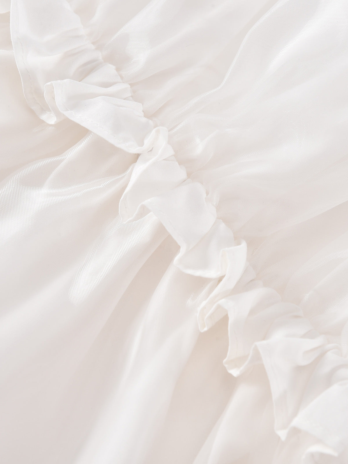 Ruffle Trim White Tulle Cami Dress | KINS CLASS