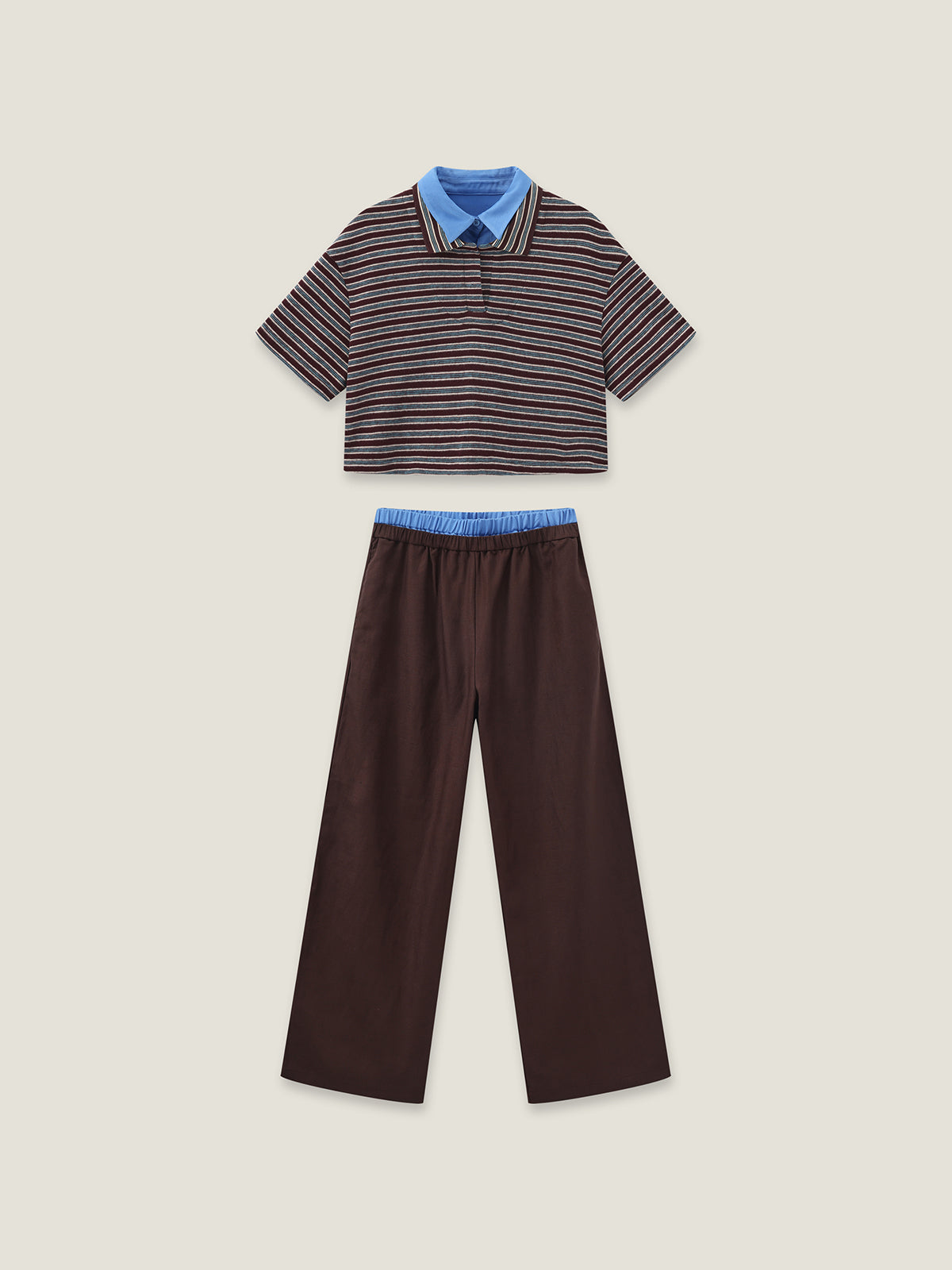 Kins Class Kids Striped Crop Polo Tee & Pants Set