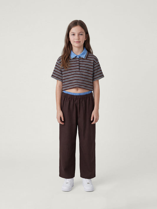 Kins Class Kids Striped Crop Polo Tee & Pants Set